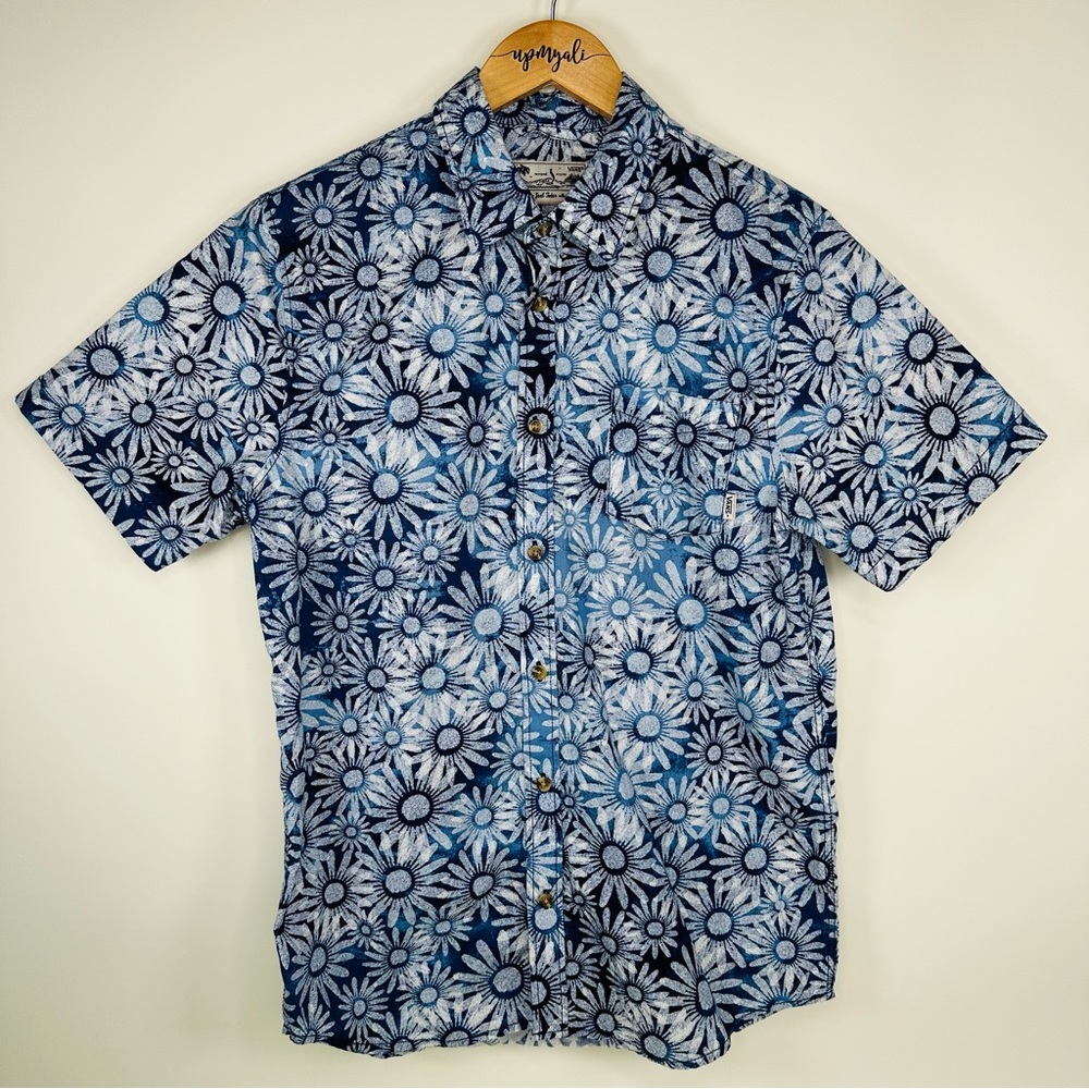 Vans Men's Floral Button Down Dress Shirt Joel Tudor Collection Blue Size Small